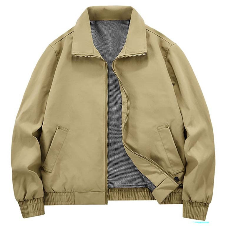 Men's Lightweight Transitional Jacket with High Stand Collar Mune Fashion