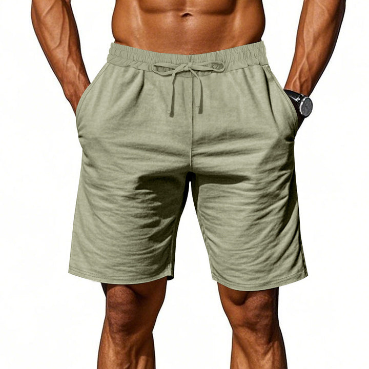 Men's casual cotton blend leisure shorts with elastic waistband and side pockets Mune Fashion