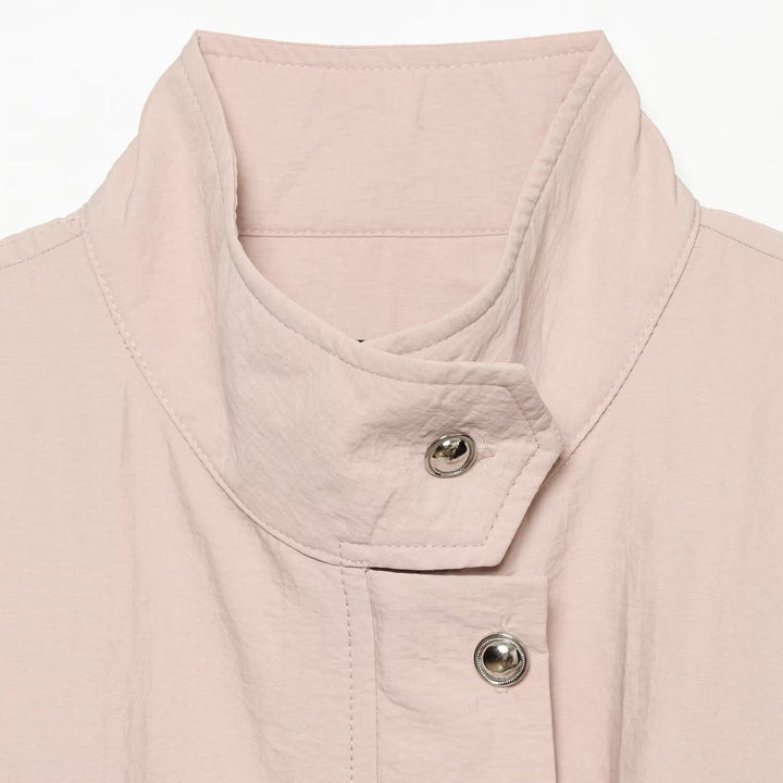 Women's Light Parka-Anorak Jacket with Drawstring Waist and Stand-Up Collar Drune