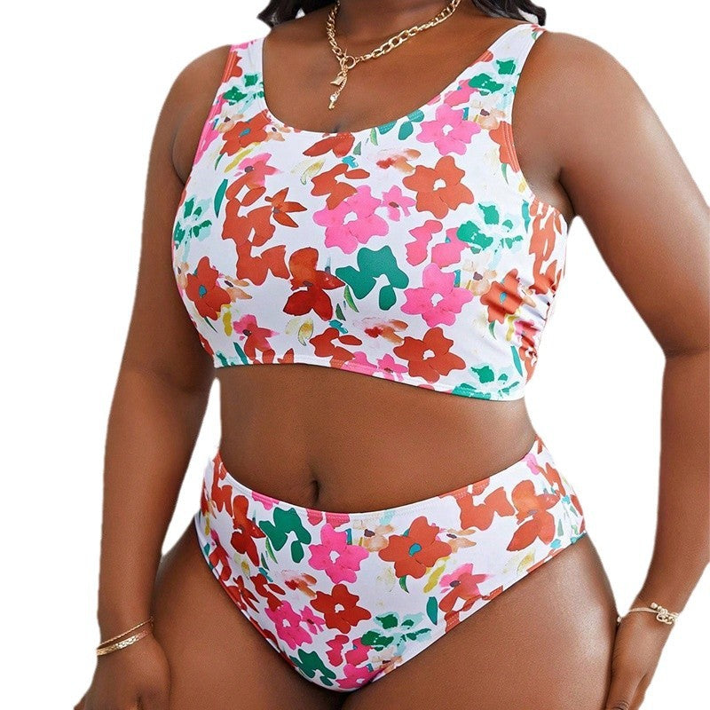 Women's bikini set with high waistband cut and floral design Mune Fashion
