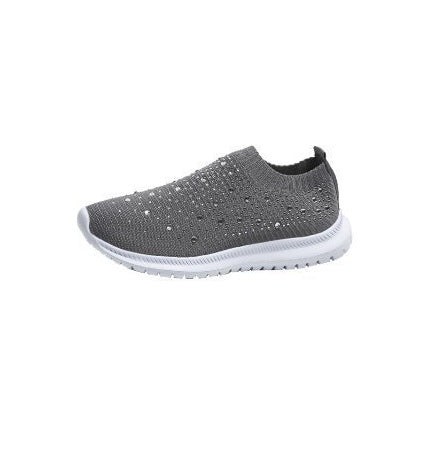 Women knitted slip-on sneakers with rhinestone embellishment and elastic entry Mune Fashion