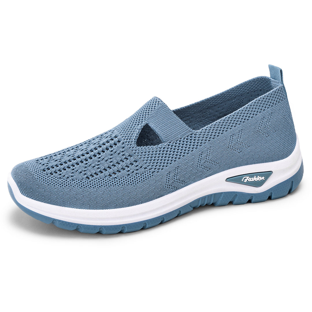 Ladies knitted slip-on sneakers with breathable upper material and shock-absorbing profile sole Mune Fashion