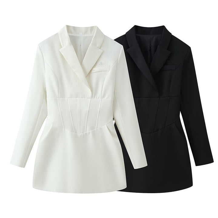 Ladies tailored blazer mini dress with corset seams Mune Fashion