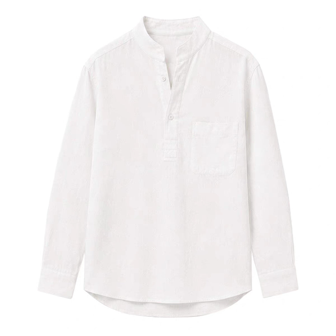 Men's shirt with Mandarin collar, half-button placket, and chest pocket Mune Fashion