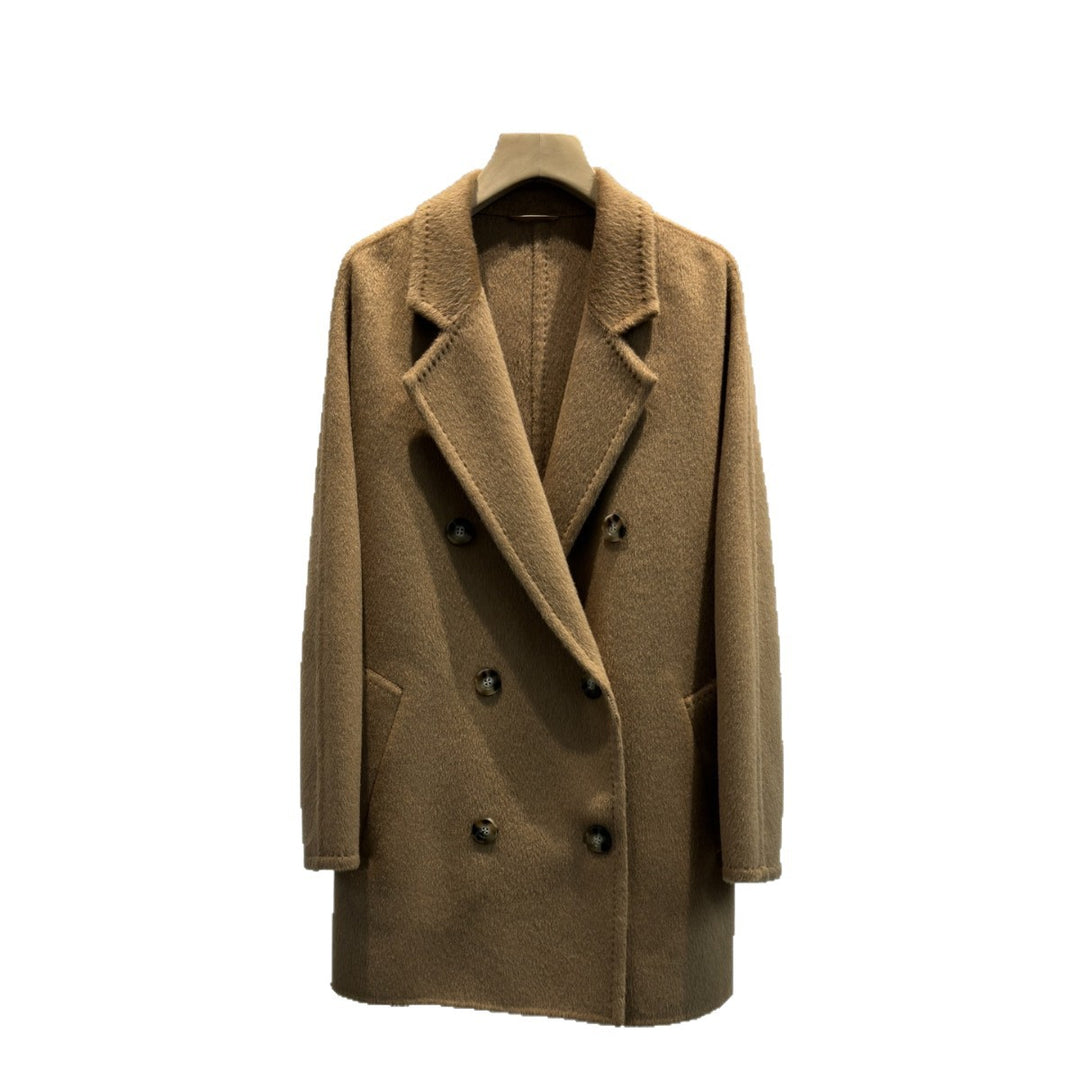 Ladies Classic Double-Breasted Coat Drune
