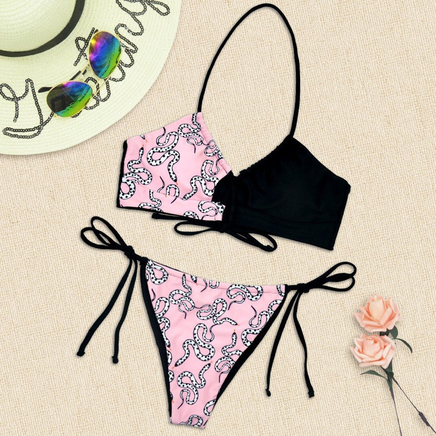 Women's halter bikini with asymmetric design and playful pattern Mune Fashion