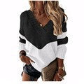 Women’s V-neck knitted pullover with chevron pattern and oversized fit Mune Fashion