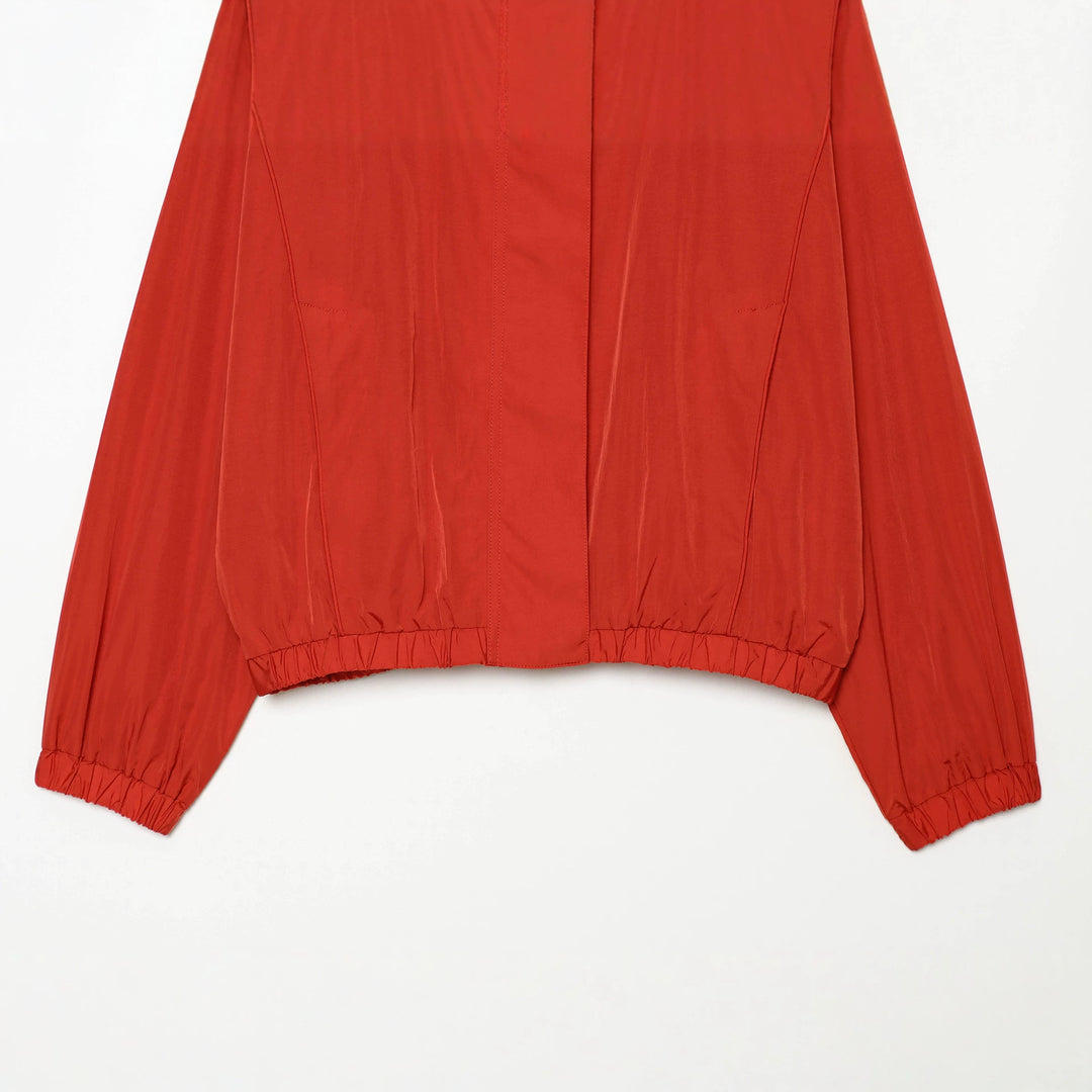 Women's lightweight windproof transition jacket with stand-up collar raglan sleeves elastic hem Mune Fashion