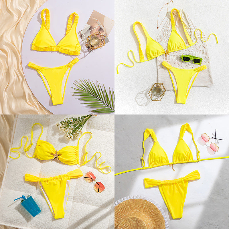Ladies sporty bikini with gathered top and high leg cutouts Mune Fashion