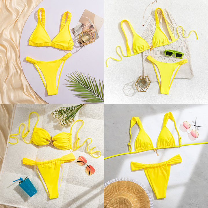 Ladies sporty bikini with gathered top and high leg cutouts Mune Fashion