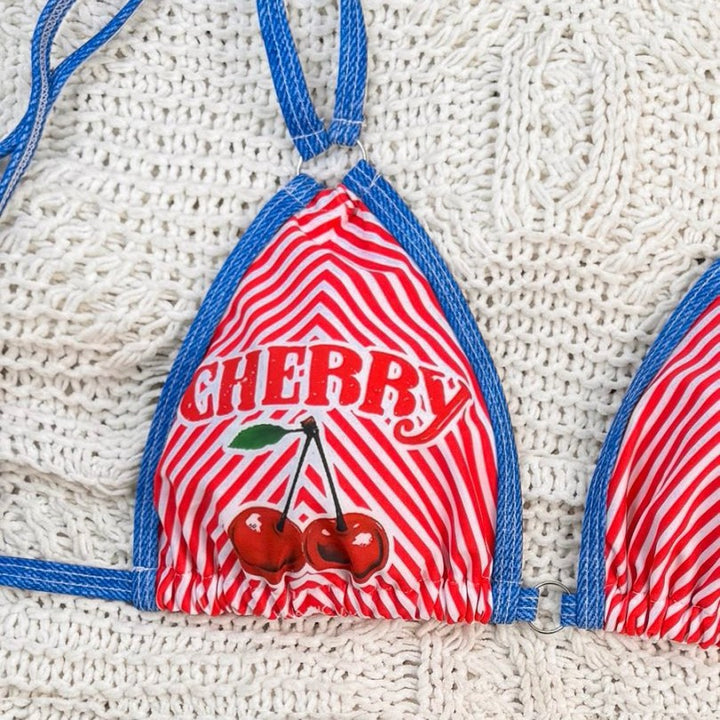Women's Triangle Bikini Set with Playful Pattern Mune Fashion