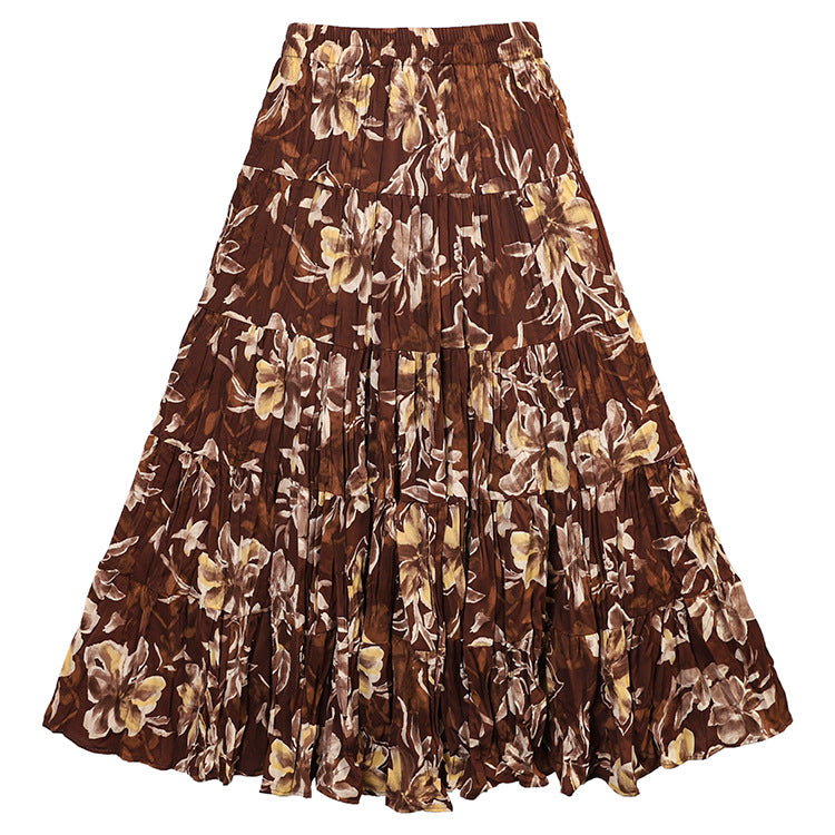 Women's flowing midi maxi skirt with multi-layered tiered design and fine pleated look Mune Fashion