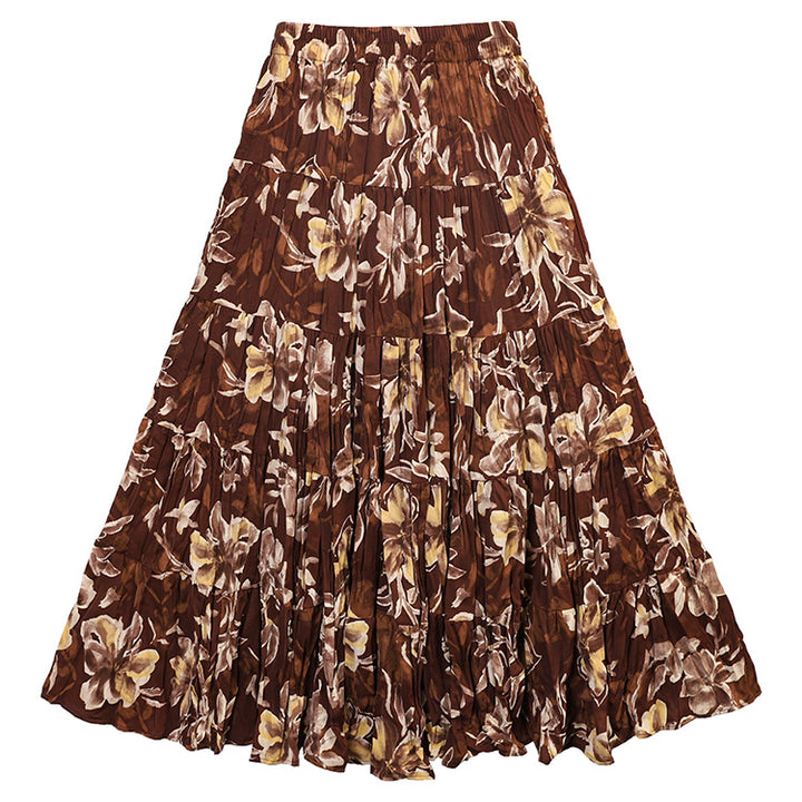 Women's flowing midi maxi skirt with multi-layered tiered design and fine pleated look Mune Fashion