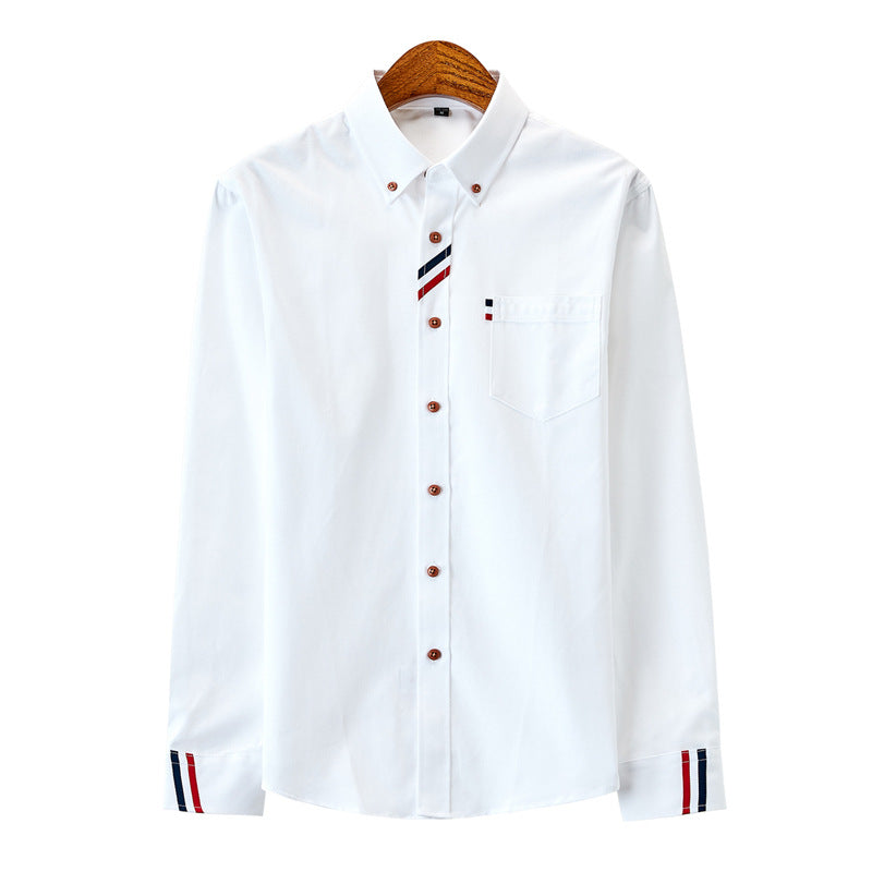 Men's modern Oxford shirt with button-down collar, chest pocket, and subtle stripe decoration Mune Fashion