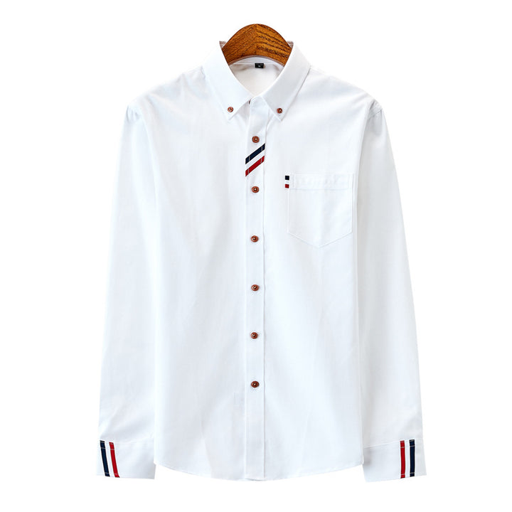 Men's modern Oxford shirt with button-down collar, chest pocket, and subtle stripe decoration Mune Fashion