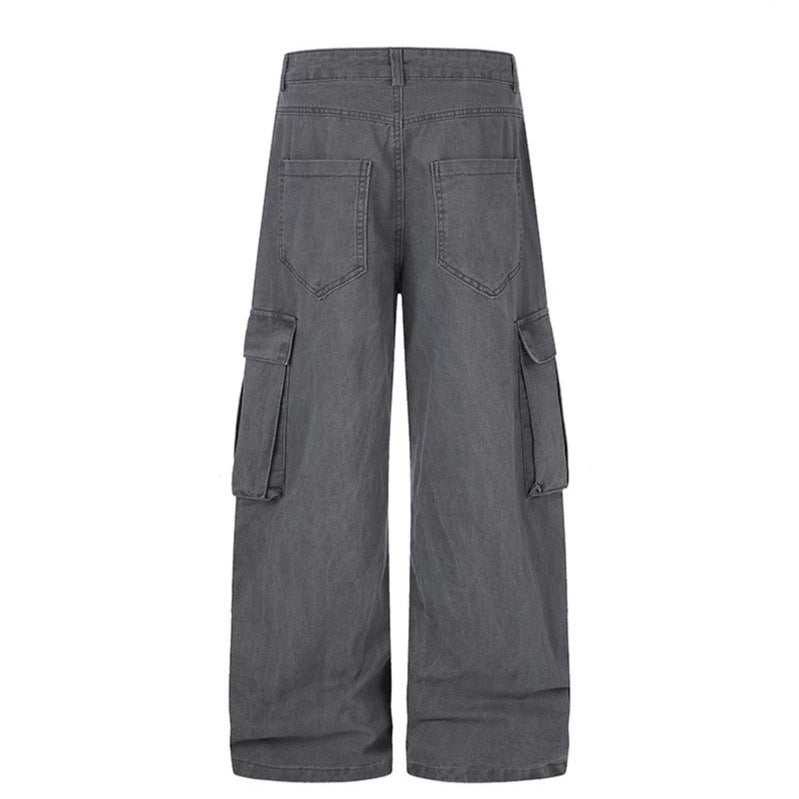 Women's cargo palazzo pants made of cotton blend with wide legs, patch flap pockets and belt print Mune Fashion