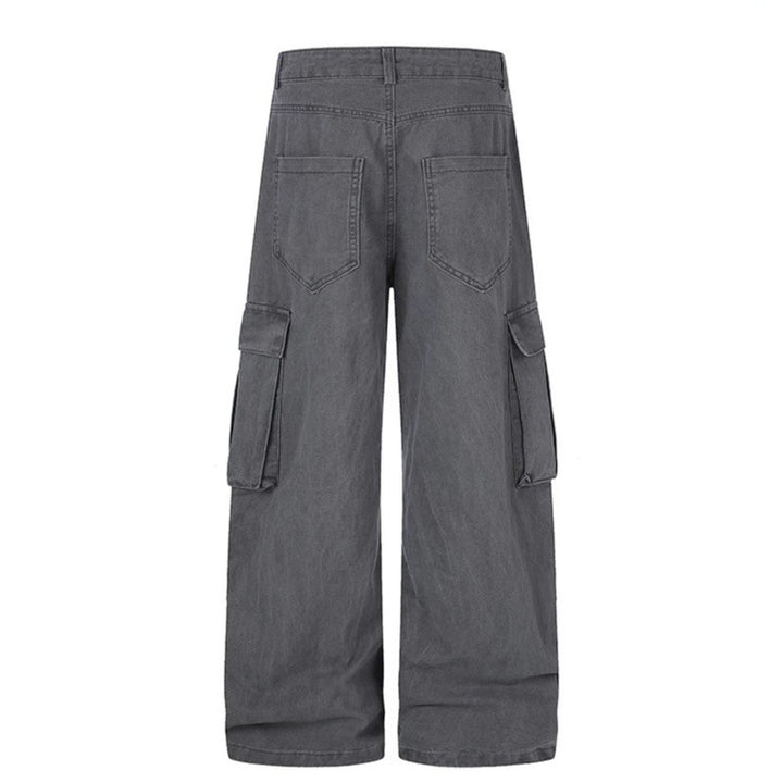Women's cargo palazzo pants made of cotton blend with wide legs, patch flap pockets and belt print Mune Fashion