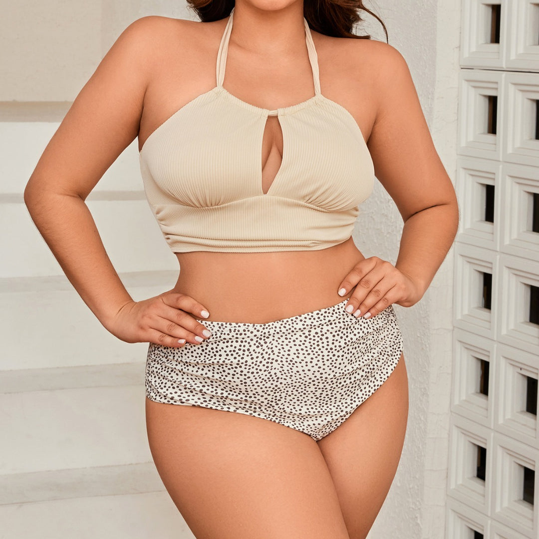 Women's High-Cut Bikini Set with Ruffled Top Mune Fashion