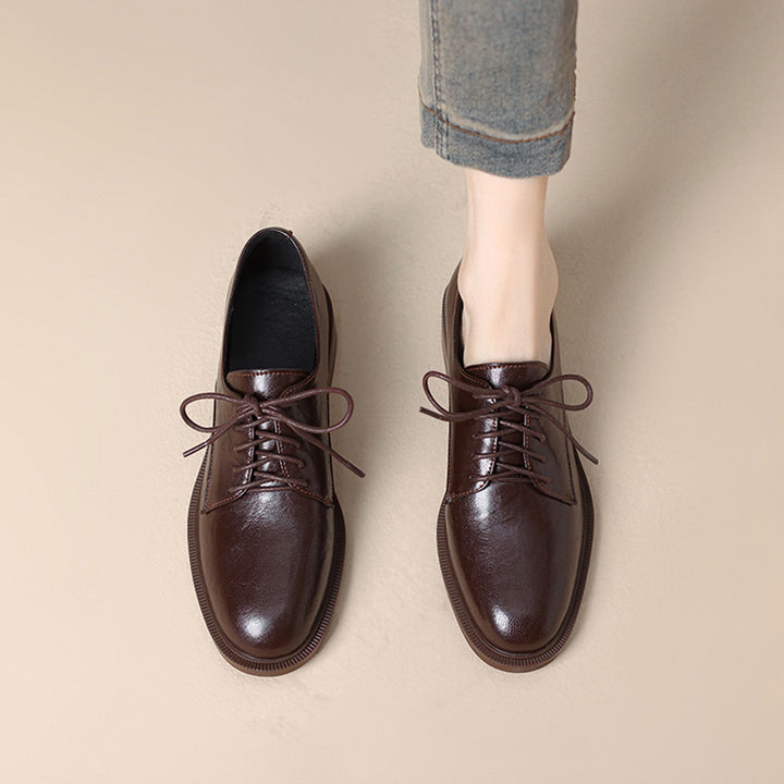 Women's Classic Leather Lace-Up Shoes Mune Fashion