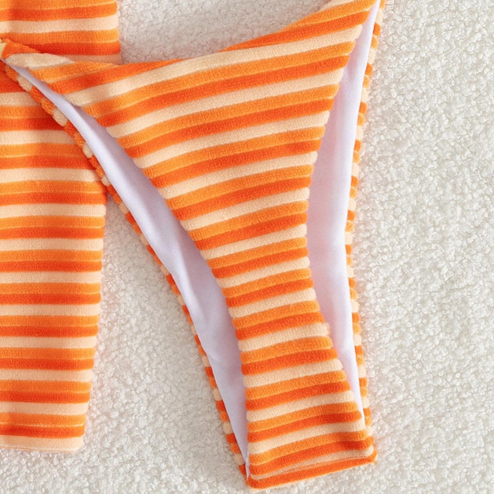 Women's bikini set with fashionable striped pattern and comfortable shorts Mune Fashion