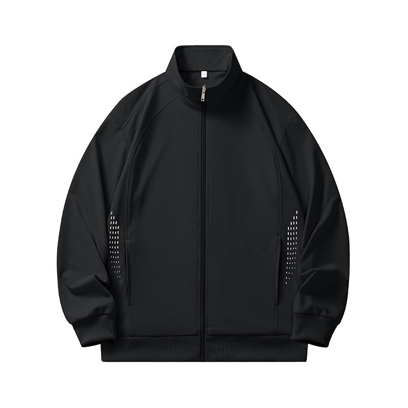 Men's lightweight windproof zip training jacket with stand-up collar, raglan sleeves and side reflective points Mune Fashion