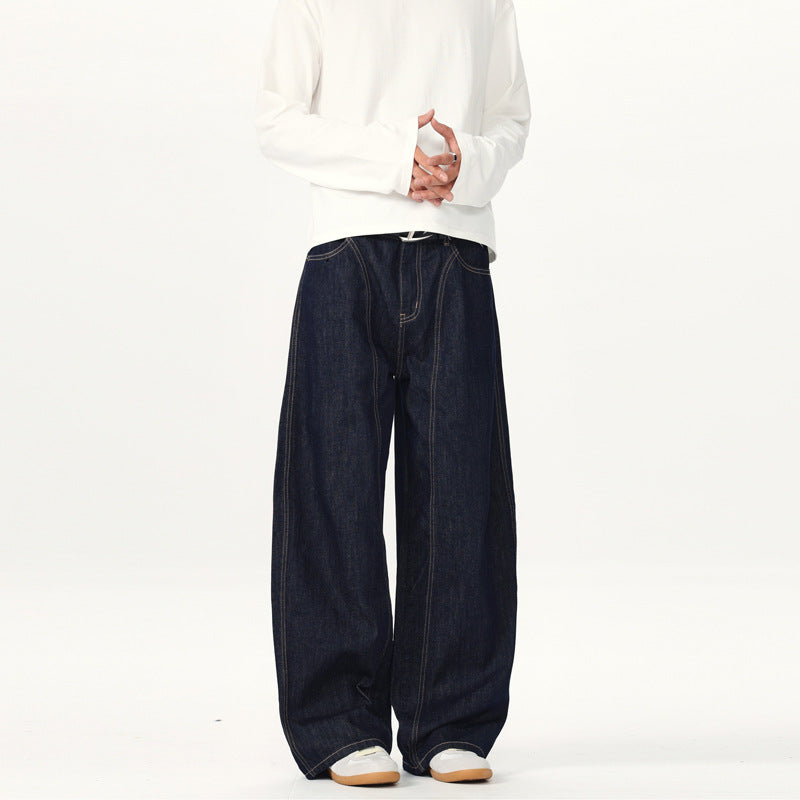 Unisex ultra-wide low-rise baggy jeans made of raw denim with contrast stitching Mune Fashion