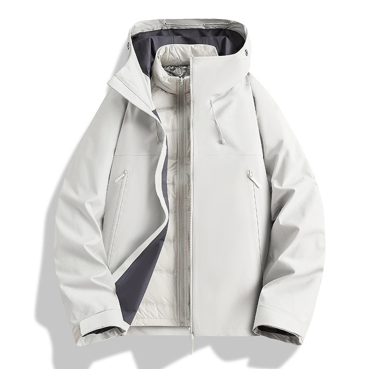 Men's Waterproof Softshell Outdoor Jacket with Adjustable Hood and Breathable Membrane Mune Fashion