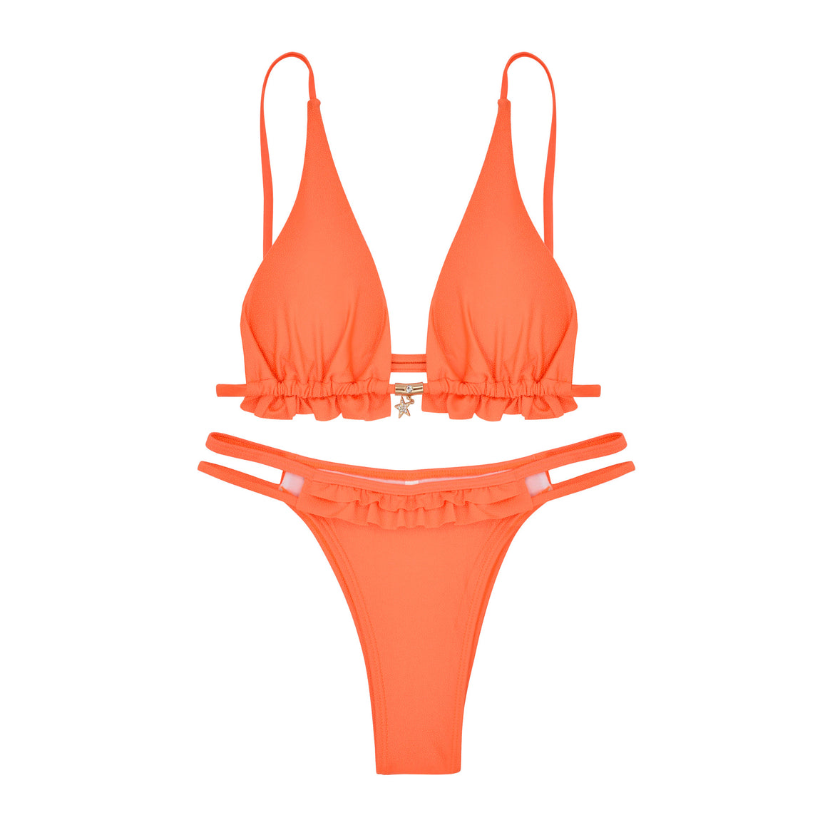 Women's swimsuit with ruffle details and double straps Mune Fashion