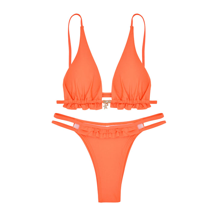 Women's swimsuit with ruffle details and double straps Mune Fashion