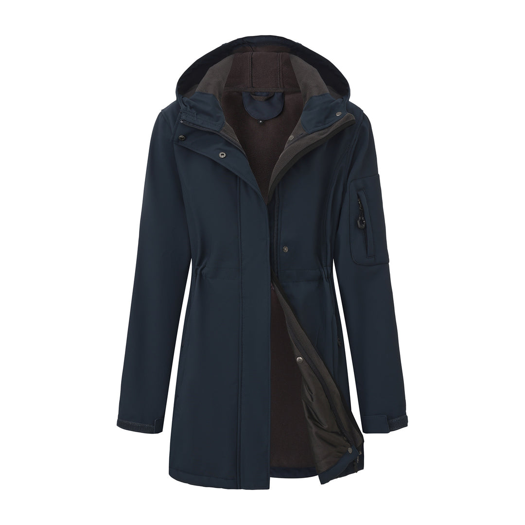 Women's nan functional softshell parka with teddy fleece lining, hood, and waist drawstring Mune Fashion