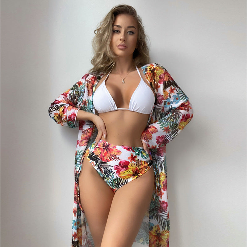Women's High-Waisted Bikini with Floral Cover-Up Mune Fashion