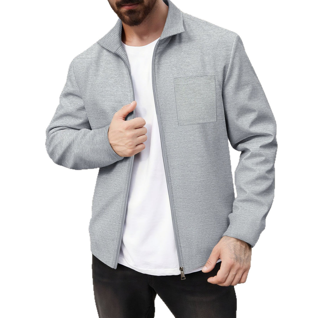 Men's structured zip-over shirt with stand-up collar and patch breast pocket Mune Fashion
