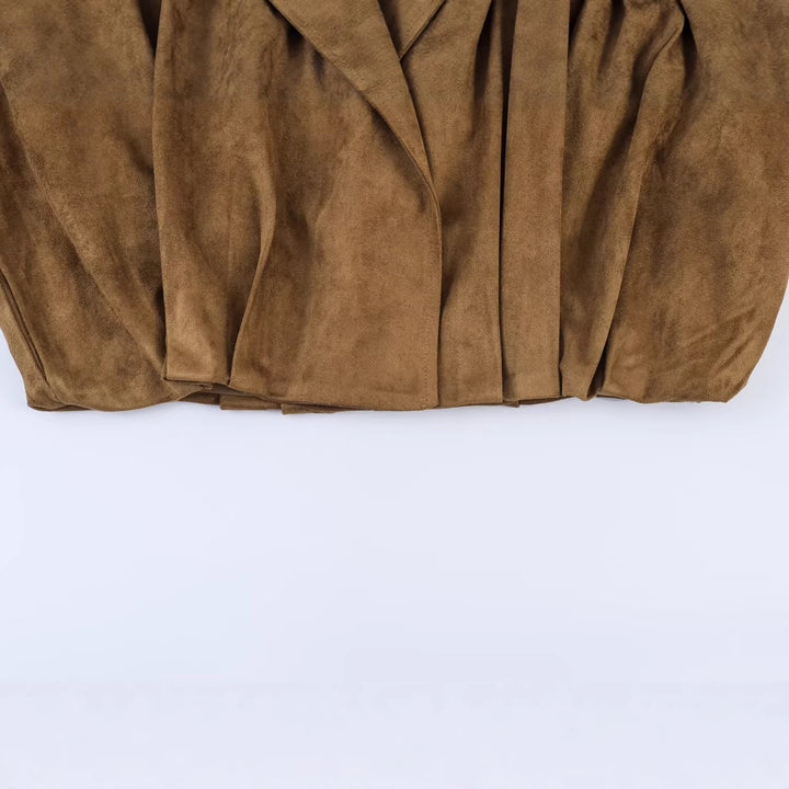 Women Oversized Waterfall Jacket in Suede Look Mune Fashion