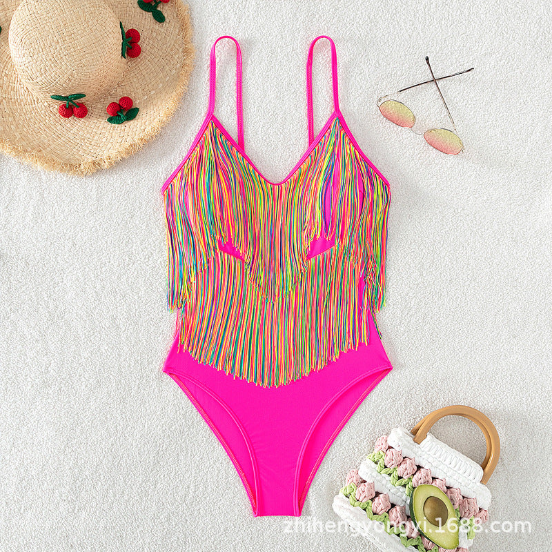 Women's swimsuit with colorful fringe design Mune Fashion