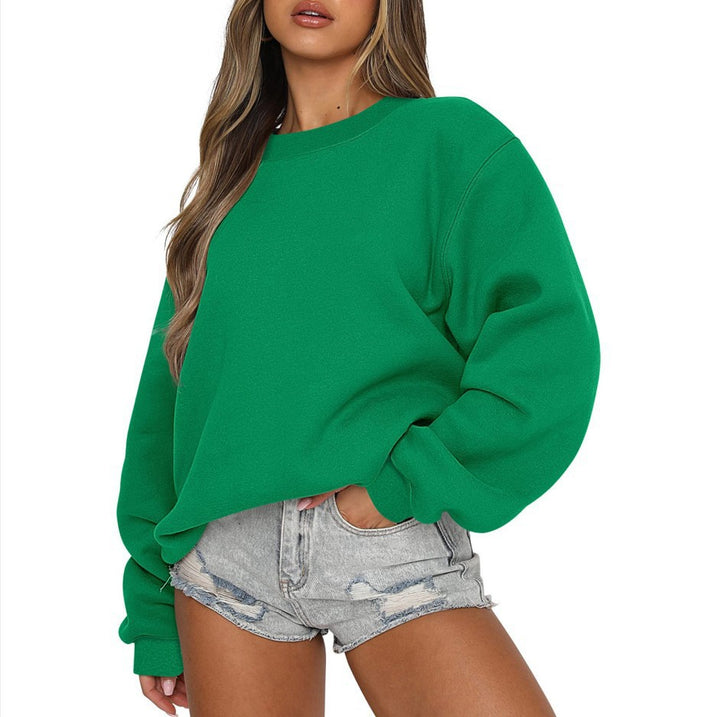 Women's oversized round neck sweatshirt made of cotton blend with dropped shoulders, brushed inside, and elastic cuffs Mune Fashion