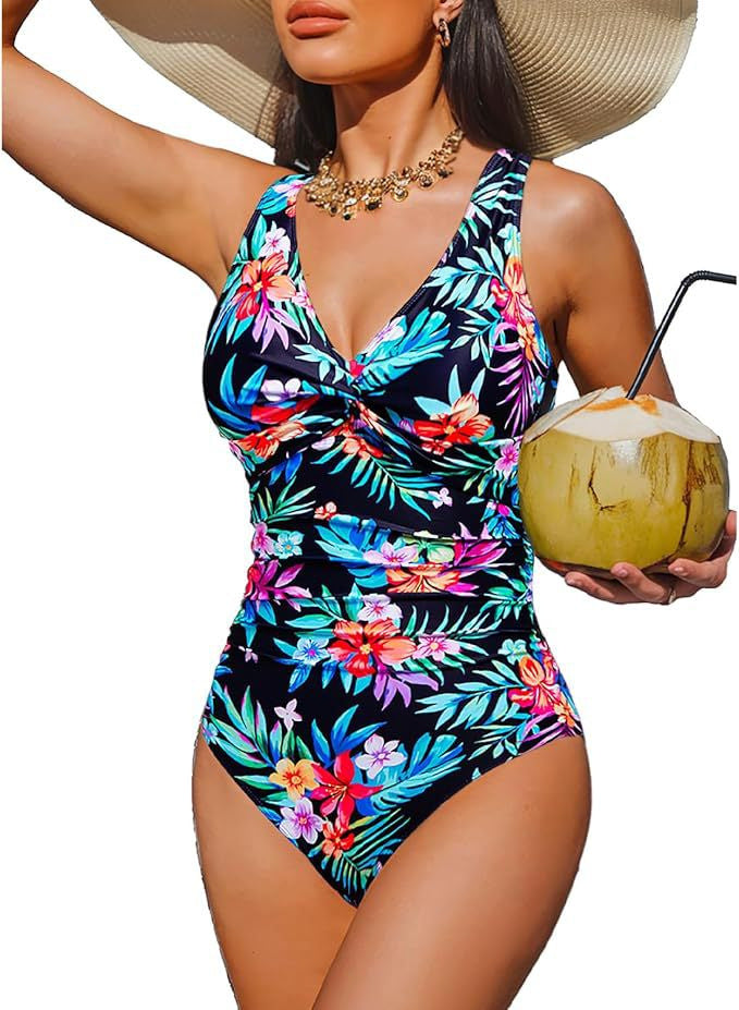 Ladies Elegant One-Piece Swimsuit with Fashionable Twist Mune Fashion