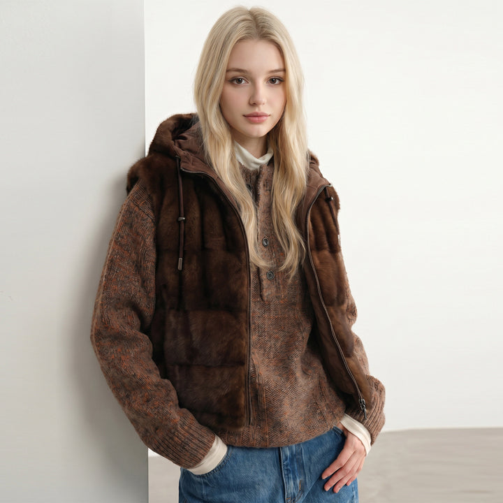 Women's Nan Urban Faux Fur Padded Vest with Hood, Zipper, and Insulating Padding Mune Fashion