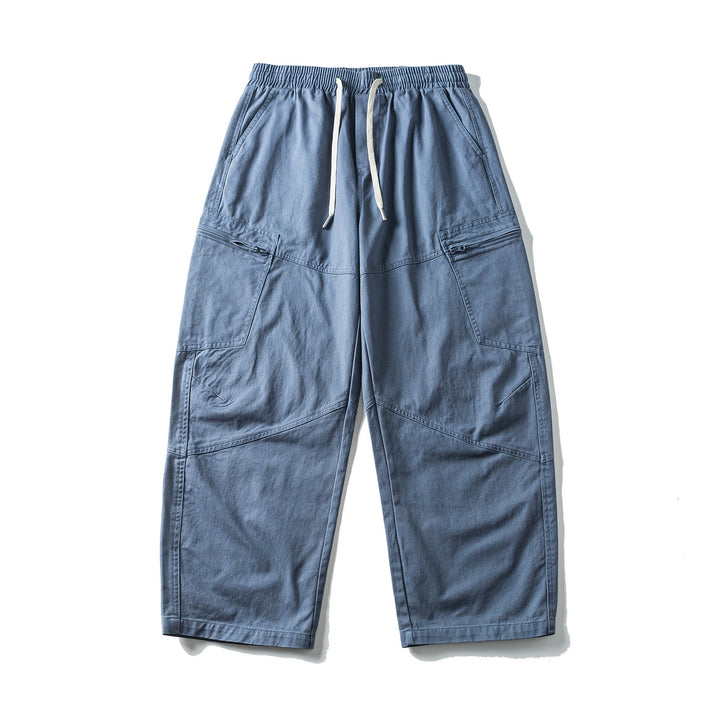 Men's Cropped Cargo Pants with Elastic Waistband, Drawstring and Zipper Pockets Mune Fashion