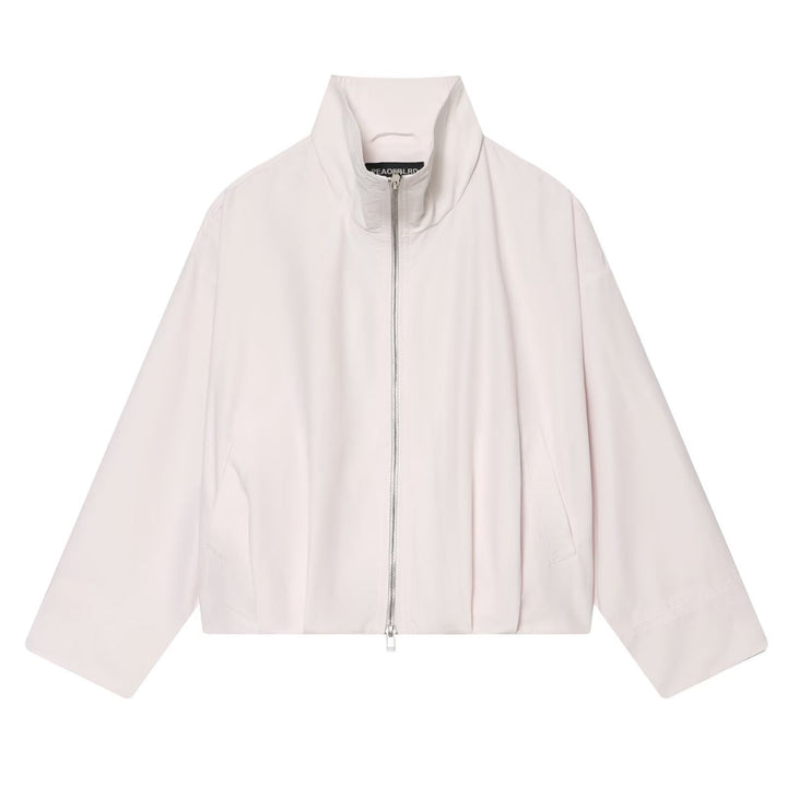 Women Cropped Boxy Transitional Jacket with High Funnel Neck and Two-Way Zipper Mune Fashion