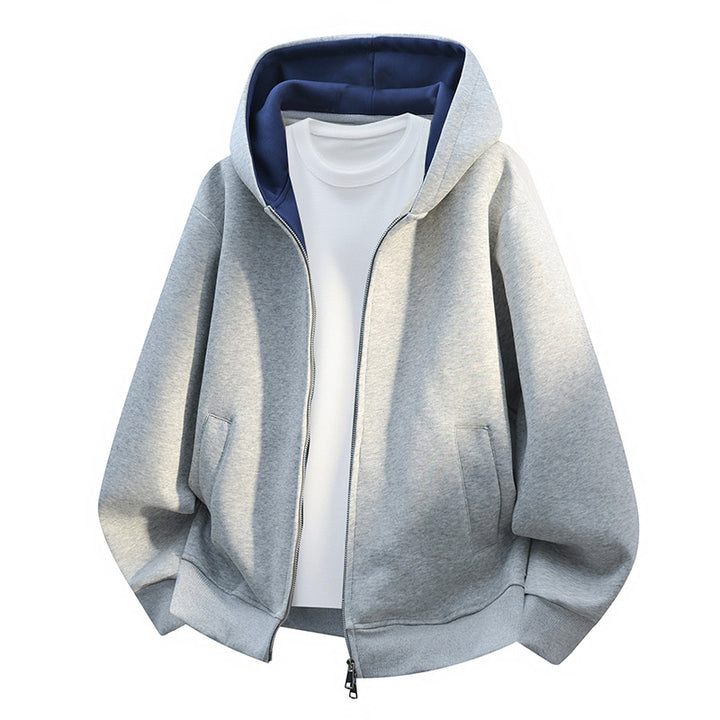 Men's Oversize Zip Hoodie with Contrast Lined Hood and Kangaroo Pockets Mune Fashion