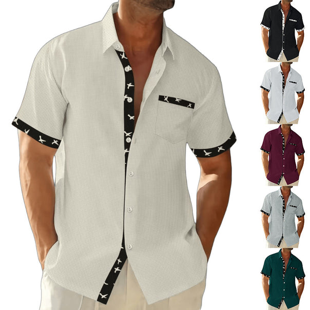 Men's structured short-sleeve shirt with chest pocket and contrast trim Mune Fashion