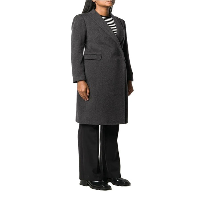 Women Slim Tailored Long Coat with Shawl Collar, fitted seam guidance and concealed button placket Mune Fashion
