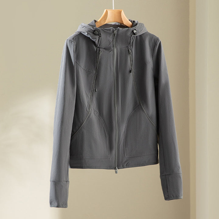Women's Lightweight Hooded Jacket made of Functional Fleece with Two-Way Zipper and Ergonomic Seams Mune Fashion