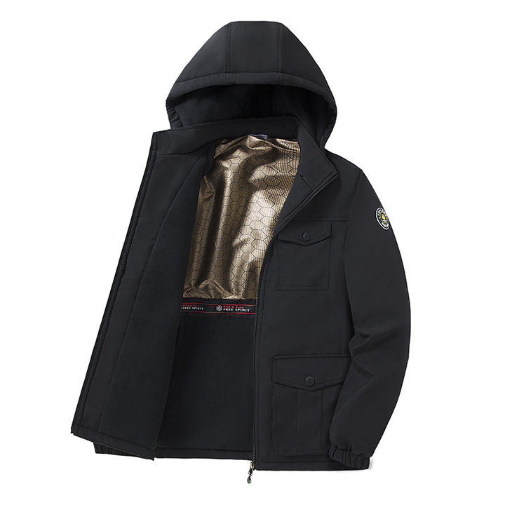 Men's Windproof Fleece-Lined Parka with Hood and Multi-Function Pockets Mune Fashion