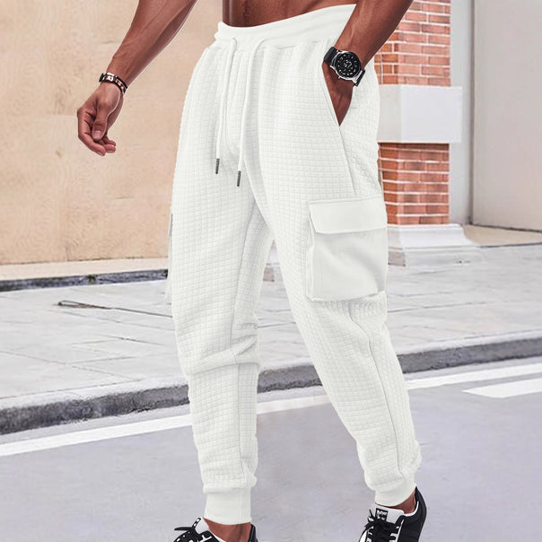 Men's Nano Square Structured Cargo Jogging Pants with Drawstring Waist and Patch Side Pockets Mune Fashion