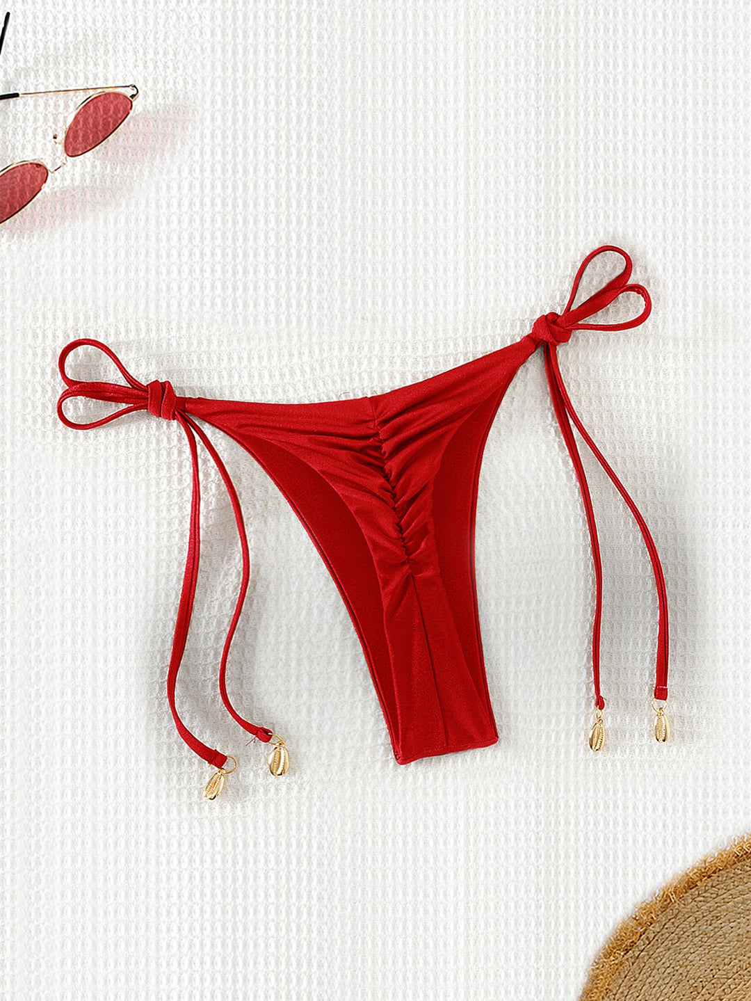 Ladies High-Waist Bikini Bottoms with Adjustable Ties Mune Fashion