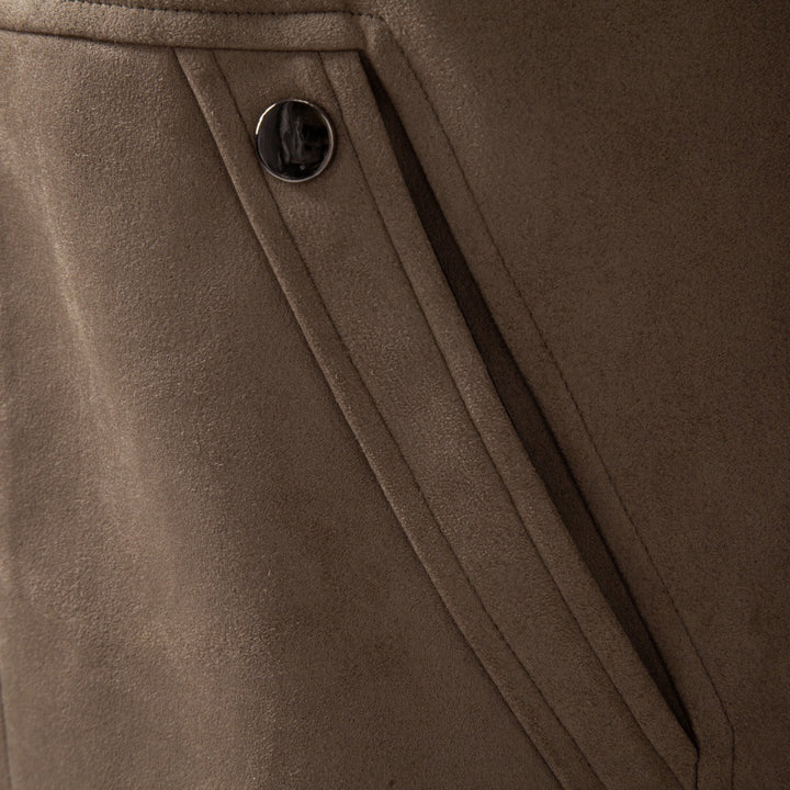 Men's suede leather jacket in field style with corduroy collar and patch pockets Mune Fashion