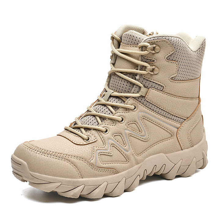 Men's Breathable Desert Deployment Boots with Side Zipper and Profiling Offroad Grip Mune Fashion