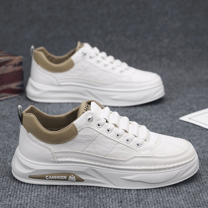 Unisex minimalist platform sneaker made of textured synthetic leather with padded heel collar and sculpted outsole Mune Fashion