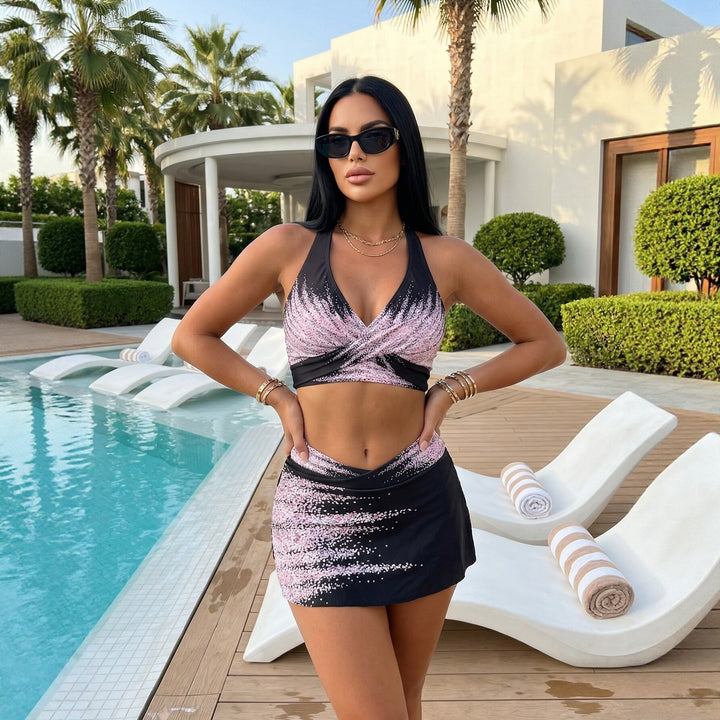 Ladies Sporty Bikini Set with Elegant Wrap Skirt Mune Fashion